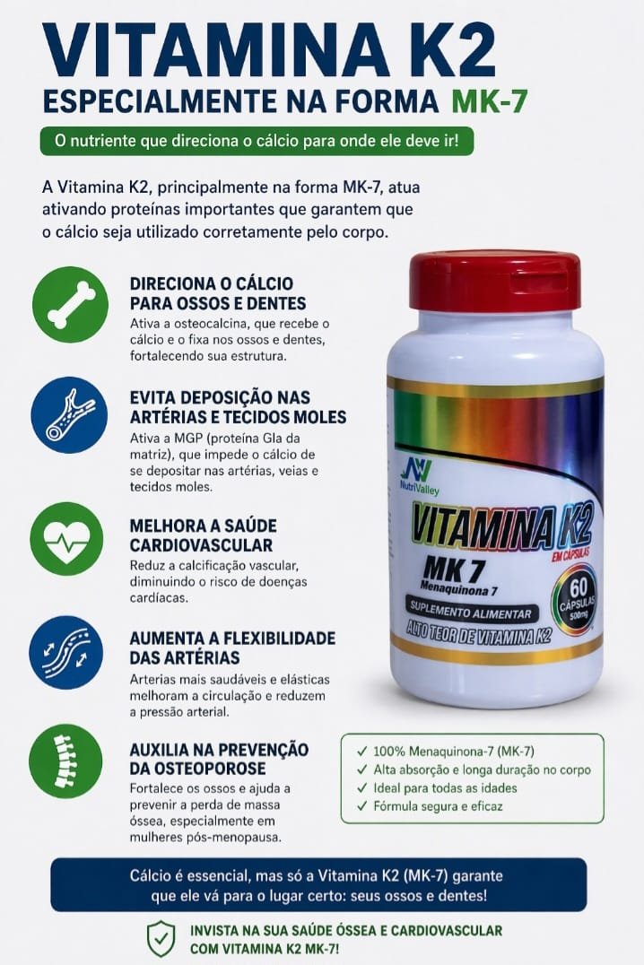 Vitamina K2 - MK 7 - 500mg 60 caps - Imagem 2