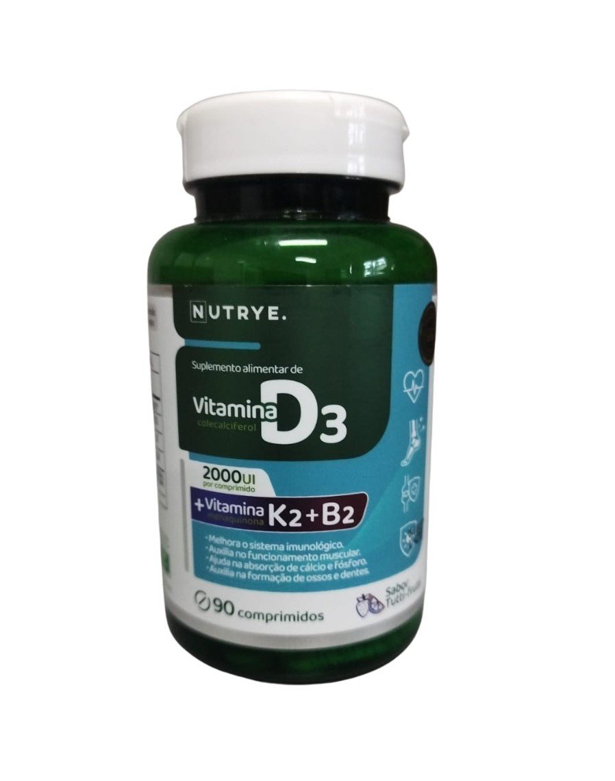 VITAMINA D3 + K2 + B2 - 90 COMPRIMIDOS (Sabor Morango)